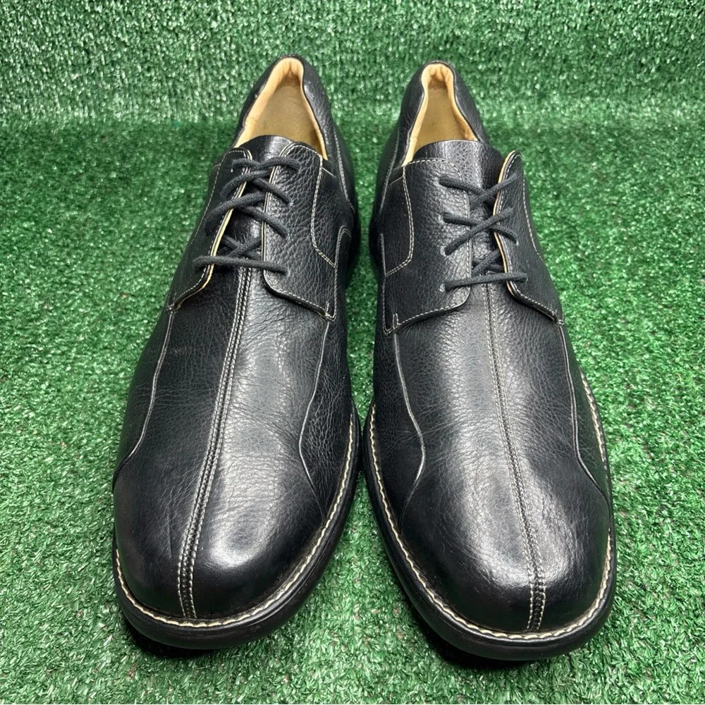 Johnston & Murphy Shuler Bicycle Dress Shoe, Black Tumbled Calf Mens Size‎ 15 M